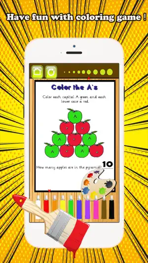 ABC彩图数与学号着色页儿童教育游戏截图2