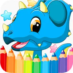着色书 3-恐龙的颜色对小孩的恐龙